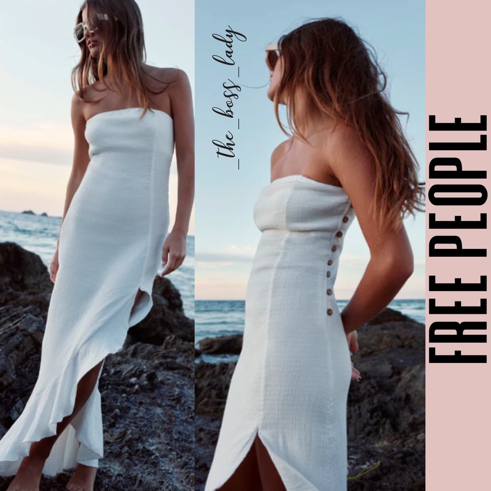Free People Made Me Blush Midi Dress White Size Medium